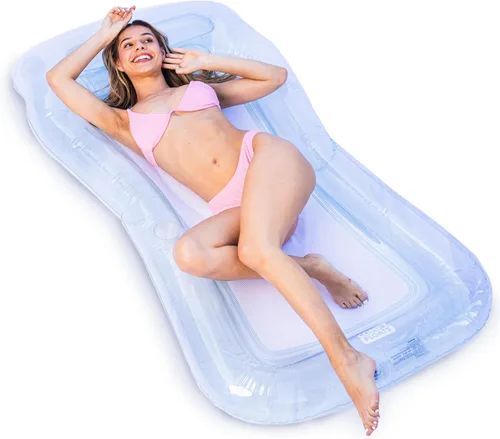 Comfy Floats Tumbona inflable de malla, flotador para silla de piscina, parte inferior de malla que te mantiene fresco, color azul