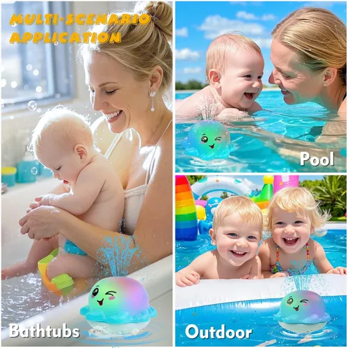 Miniatura 6 de Juguete de baño iluminado con aspersor para bebés, juguetes de agua recargables para piscina de bañera, regalos para niños pequeños, elementos