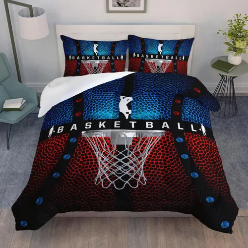 Miniatura 22 de AILONEN Juego de edredón de béisbol tamaño individual, juego de ropa de cama para niños, cama deportiva para niños en una bolsa, 1 juego de edredón