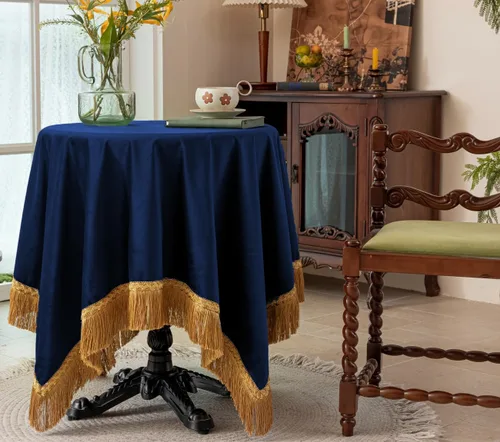 Miniatura 26 de F-CHU Manteles cuadrados pequeños de 36 x 36 pulgadas, mantel redondo pequeño de terciopelo color negro sólido para mesita de noche, mesita