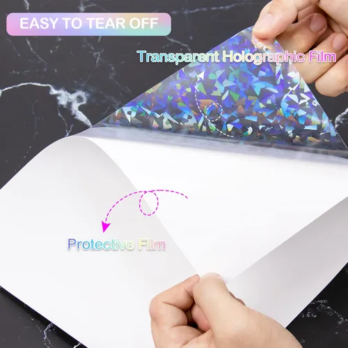 Miniatura 2 de 36 hojas de láminas laminadas holográficas transparentes, papel adhesivo autoadhesivo para papel adhesivo, láminas de vinilo transparentes