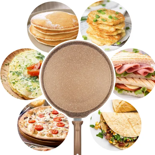 Miniatura 7 de Innerwell - Sartén antiadherente para crepes, sartén plana con revestimiento de granito para dosa, tawa y tortillas, de 10 pulgadas, parrilla