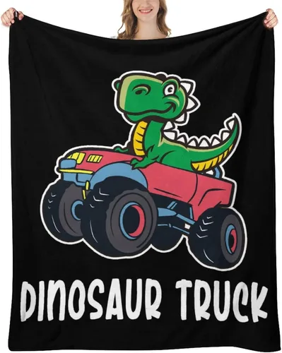 Manta de dinosaurio de camión para niños y adultos, acogedora y suave para sofá, cama, manta deportiva de franela para cumpleaños para invierno, 30