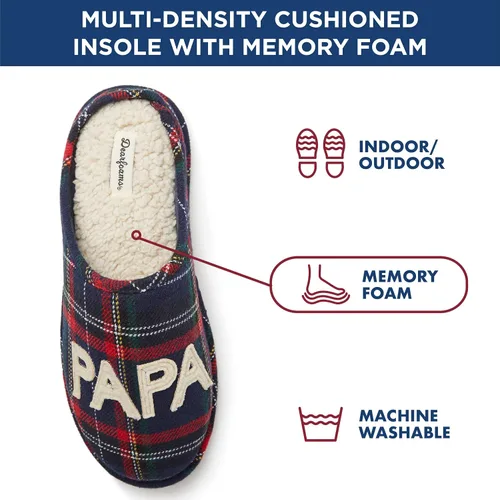 Miniatura 3 de Dearfoams Pantuflas para hombre Papa Bear , azul (Blue Tartan Plaid), S