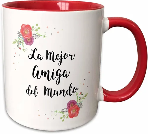 Miniatura 11 de 3dRose Floral La Mejor Amiga del Mundo - Spanish Best Friend in the World 15oz Two-Tone Green Mug Verde/Blanco