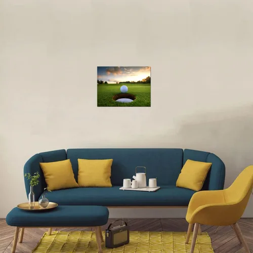 Miniatura 7 de Lienzo decorativo para pared, diseño de cueva para hombre, campo de golf, paisaje, puesta de sol, arte deportivo, para oficina, gimnasio, sala
