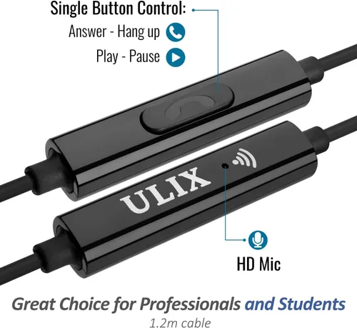 Miniatura 3 de Auriculares con cable UliX Rider intrauditivos, garantía de 5 años, auriculares con micrófono, con cable anti-enredo, auriculares para iPhone, iPad