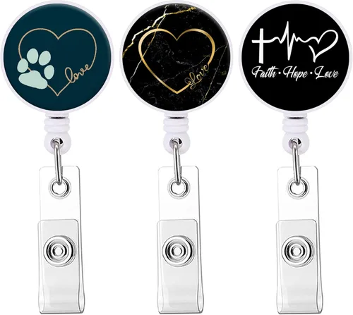 Miniatura 9 de Carretes de insignia retráctiles, soportes para insignias lindos, clip de insignia con llavero retráctil y llavero, cuerda de nylon duradera