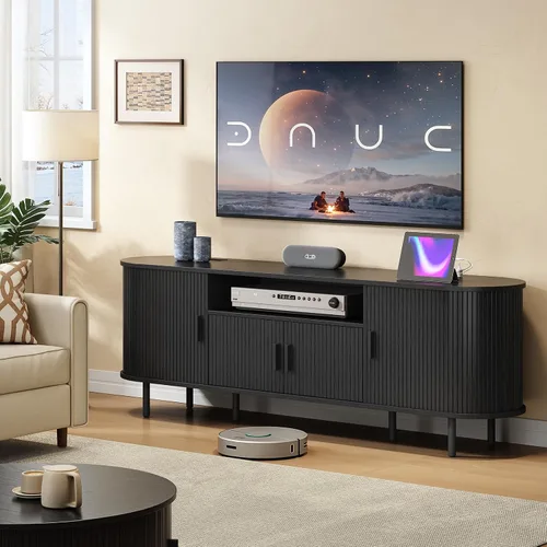 Miniatura 7 de ONBRILL Soporte de TV acanalado de 69 pulgadas con toma de corriente para televisores de hasta 80 pulgadas, centro de entretenimiento