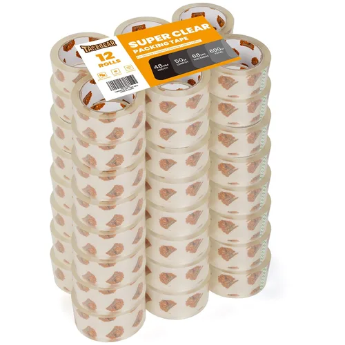 Miniatura 7 de TAPEBEAR Cinta de embalaje transparente, 12 rollos, 1.88 pulgadas x 55 yardas x 2.0 mil de grosor, cinta adhesiva acrílica para envío, sellado