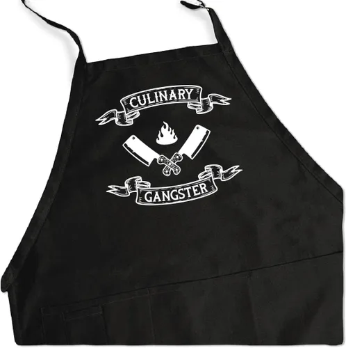 Miniatura 2 de ApronMen - Funny Apron For Men - BBQ Gifts for Men & Unique Gifts for Fathers - Mens Black Aprons for Grilling Gángster culinario