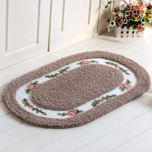 Miniatura 8 de vctops Elegante tapete de baño con diseño de rosas y flores, tapete de bienvenida para cocina, suave, antideslizante, absorbente, verde, 28 x 55