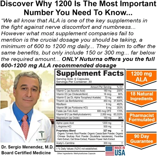 Miniatura 4 de Suplemento de apoyo para la neuropatía con 1200 mg HP-99 de ácido alfa lipoico - Fórmula máxima de ALA para los nervios para pies, manos, dedos