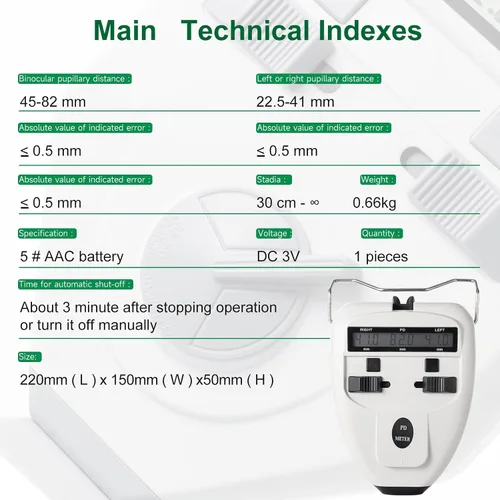 Miniatura 7 de Medidor de distancia pupilar digital óptico medidor de Pd Led Pupilómetro Herramienta de medición de distancia interpupilar Equipo oftálmico