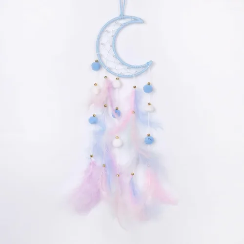 Miniatura 18 de Pretty Jolly - Atrapasueños azul de gato para niños, decoración de pared con pompones y plumas, atrapasueños hecho a mano para niños, decoración