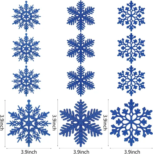 Miniatura 2 de 36 piezas de decoraciones navideñas de copos de nieve con purpurina, copos de nieve, adornos de Navidad, copos de nieve de plástico, decoraciones