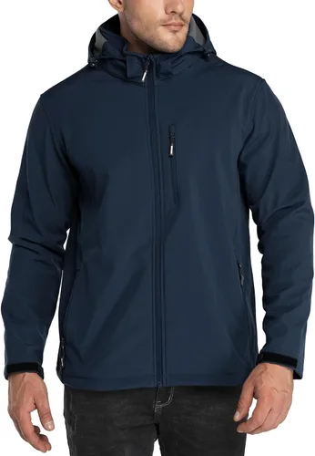 Miniatura 11 de Outdoor Ventures - Chaqueta ligera de Softshell para hombre con forro polar, con capucha, resistente al agua, para senderismo, rompevientos