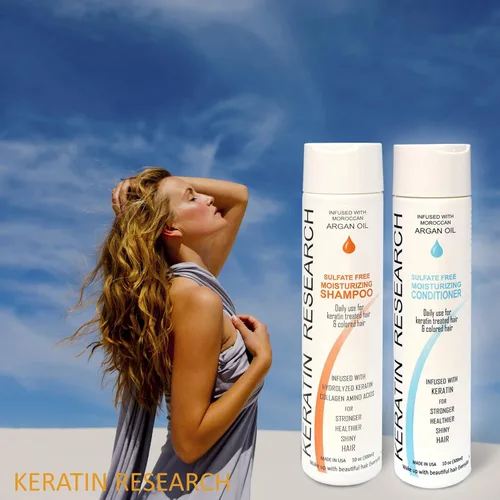 Miniatura 5 de Keratin Research Champú y acondicionador sin sulfato y sal, para tratamiento posterior a la queratina, flequillo de cortina, cabello teñido, natural