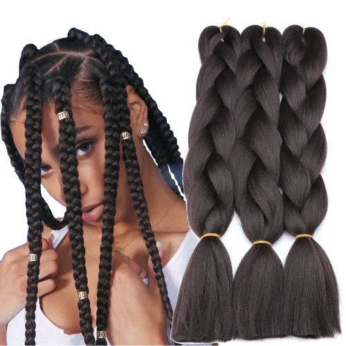 Miniatura 8 de Extensiones de cabello de trenzas jumbo, 3 unidades, color negro puro, 24 pulgadas, 3.53 oz/unidad para trenzado de caja torcida (1B negro)