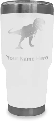 Miniatura 17 de LaserGram Vaso aislado al vacío de 20 onzas, dinosaurio Tiranosaurio Rex, grabado personalizado incluido (negro)