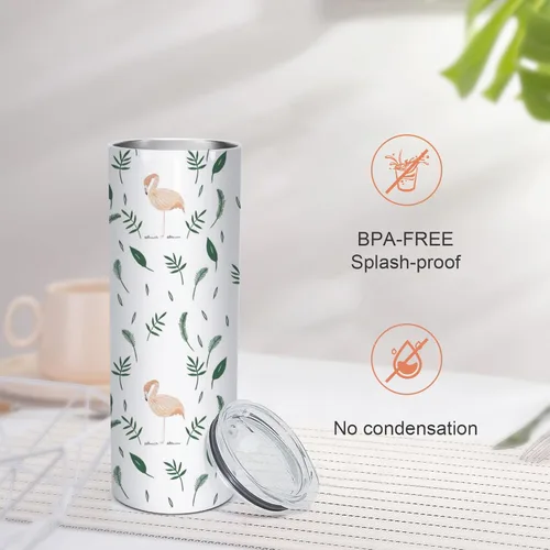 Miniatura 5 de AGH Paquete de 10 Tazas de Sublimación en Blanco de 20 OZ Rectas Delgadas con Pajita, Taza de Acero Inoxidable con Aislamiento de Doble Capa, A-38P