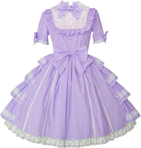 Miniatura 3 de Jeufoin Vestido rosa dulce de manga corta Kawaii estilo japonés princesa vestidos con lazos para mujeres y niñas