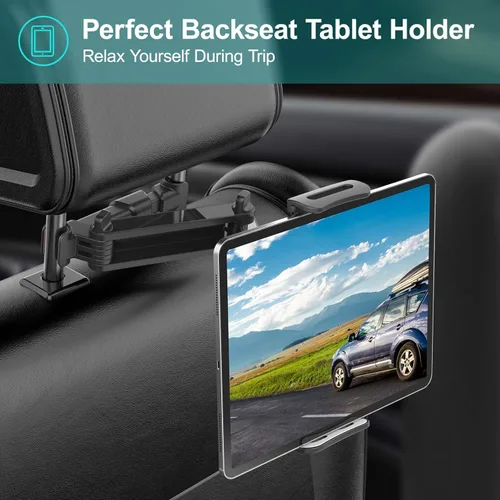 Miniatura 7 de Klsniur Soporte para reposacabezas de automóvil, soporte para reposacabezas de tableta, soporte universal giratorio de 360° ajustable para tablet