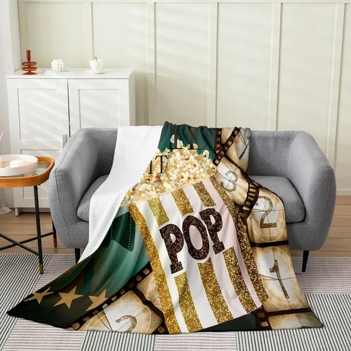 Miniatura 37 de Feelyou Manta de felpa para cine, manta de franela con patrón de palomitas de maíz para niños, niñas, adolescentes, póster de cine para todas