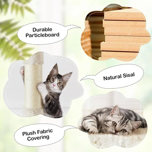 Miniatura 6 de Yaheetech Árbol para gatos XL, torre para gatos de varios niveles de 80 pulgadas con postes para rascar, condominio doble, plataformas encaramadas