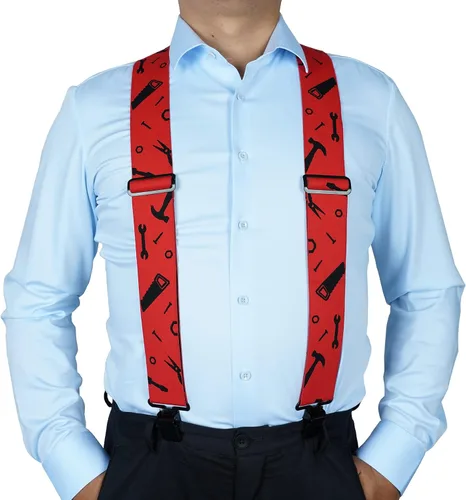 Miniatura 6 de KUNN Mens Suspenders X-Back 2 Inch Wide Elastic Suspender Heavy Duty Clips Work Suspenders