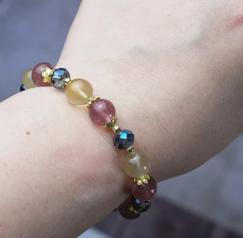 Miniatura 154 de Precious Gemstone Natural Crystal Healing Bracelet, Rutilated Quartz, Moonstone, Quartz Handmade Original Design Bracelet
