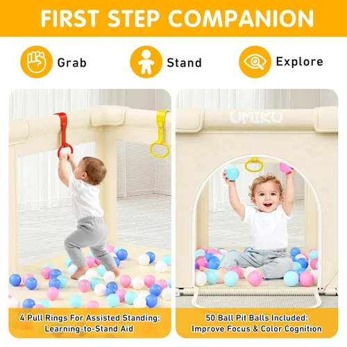 Miniatura 5 de Baby Playpen Foldable Playpen for Babies and Toddlers, Large Playpens Portable Play Pen Play Yard for Kids Fence Indoor Outdoor Travel 4 Handlers 50