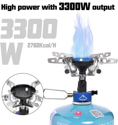 Miniatura 6 de Widesea Estufa de mochilero 3300W Estufa de camping Quemador de gas portátil con Iginitor Mini Ultraligero Equipo de senderismo Equipo al aire libre