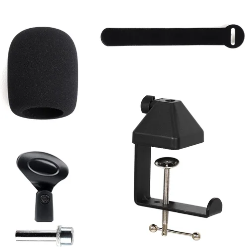 Miniatura 2 de Brazo de brazo de micrófono rosa, soporte de micrófono de tijera de suspensión resistente con soporte de choque y filtro pop, abrazadera