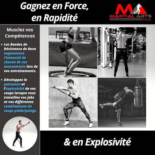 Miniatura 7 de Bandas de resistencia de boxeo para entrenamiento de artes marciales MMA en casa para puñetazos/patadas, bandas de ejercicio de 150 libras