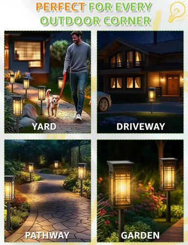 Miniatura 5 de Paquete de 8 luces solares impermeables para exteriores, luces solares brillantes para caminos con encendido/apagado automático, iluminación