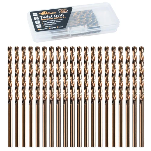Miniatura 10 de (20PCS) Broca de cobalto de 1/8", brocas de metal HSS M35 para acero, acero inoxidable, hierro fundido, plástico duro y madera