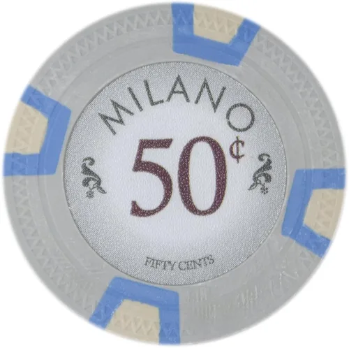 Miniatura 14 de Claysmith Gaming Milano Casino - Fichas de póquer de arcilla de grado 0.35 oz, paquete de 50 Azul ($50 Light Blue)