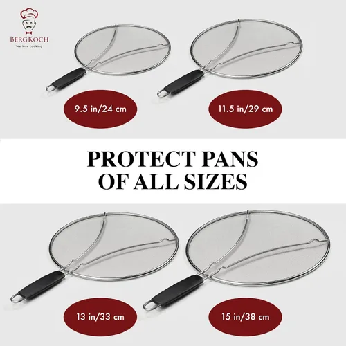 Miniatura 9 de Pantalla contra salpicaduras para sartén, protector de salpicaduras de grasa de acero inoxidable de 13 pulgadas, cubre salpicaduras de aceite cuando