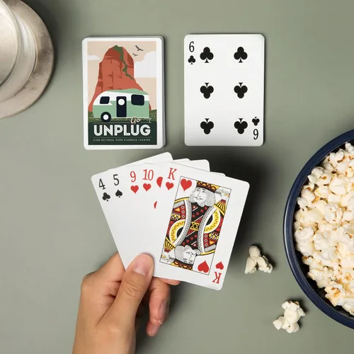 Miniatura 2 de Lantern Press Angels Landing, Zion National Park, Utah, Go Unplug, Retro Camper, 52 Playing Cards for Adults, Poker Size Card Deck