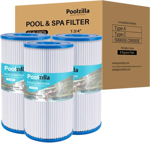 Miniatura 10 de Poolzilla Paquete de 12 cartuchos de filtro de piscina para tipo A o C, compatible con Intex 29000E/59900E, filtros de piscina fáciles de instalar