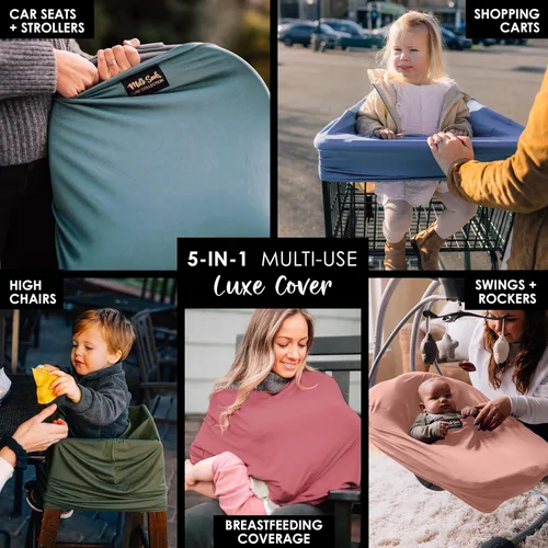 Miniatura 2 de Milk Snob Original 5-en-1 Cubierta Luxe en Jade - Privacidad añadida para la lactancia, Asiento de coche para bebé, Portabebés, Carriola, Silla