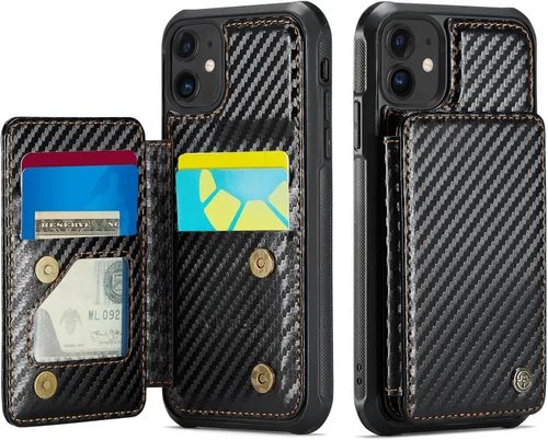 Miniatura 82 de Vinich Funda tipo cartera para iPhone 11 con tarjetero, bloqueo RFID, ranuras de crédito, función atril, a prueba de golpes, para iPhone 11 de 6.1