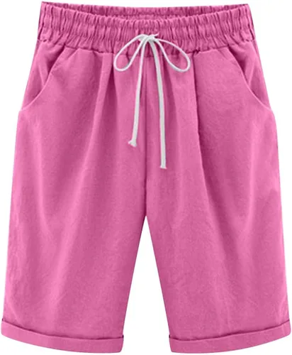 Miniatura 7 de Pantalones cortos sólidos con control de barriga, casuales, con cordón, cómodos, para mujer, pantalones cortos ligeros de verano para correr 2023
