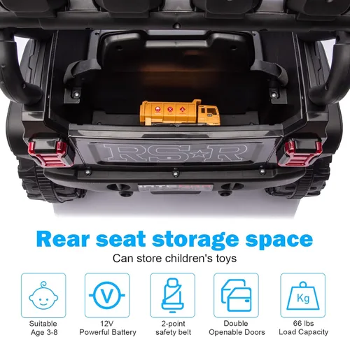 Miniatura 5 de RunFast Auto de paseo para niños de 12 V con control remoto para padres, juguetes eléctricos para niños de 3 a 5, 3.7 mph de velocidad máxima, Negro