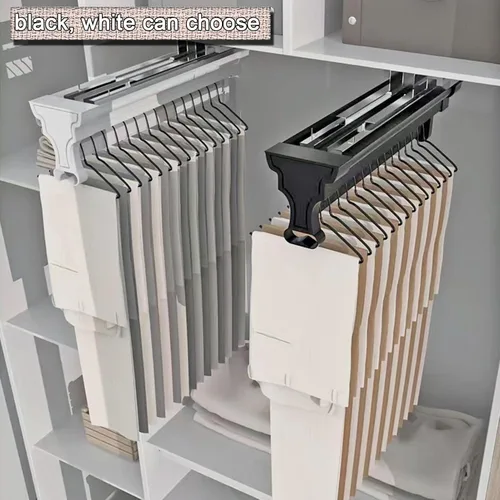 Miniatura 7 de Barra de valet para armario extraíble, con soporte retráctil de 99.2 lbs, riel de ropa extraíble de aleación de aluminio, riel deslizante deslizante
