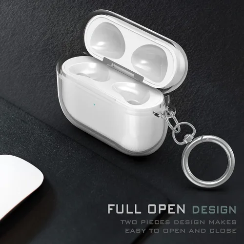 Miniatura 5 de Funda protectora de silicona híbrida compatible con AirPods 3, AirPods de 3ª generación 2021 con llavero delgado de dos piezas a presión en la funda