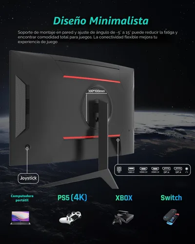Miniatura 6 de KTC Monitor para juegos de 27 pulgadas, monitor curvo 1440P, 180Hz, 144Hz, 2K, 1500R, 1ms, compatible con FreeSync/G-Sync, DisplayPort/HDMI/USB