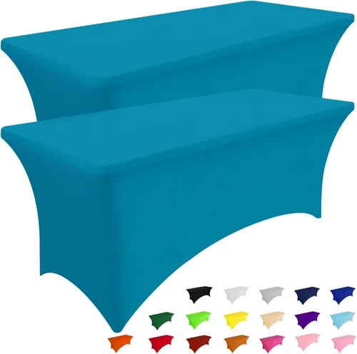 Miniatura 18 de Smiry Paquete de 2 manteles de elastano de 6 pies, fundas de mesa elásticas ajustables extensibles, lavables y sin arrugas, rectangulares para mesa