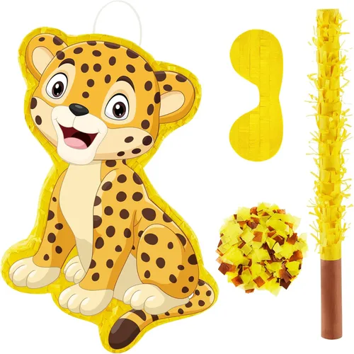 Miniatura 11 de Lewtemi Piñatas de excavadora para fiesta de cumpleaños con palo, venda para los ojos y confeti, suministros para fiesta de cumpleaños para adultos